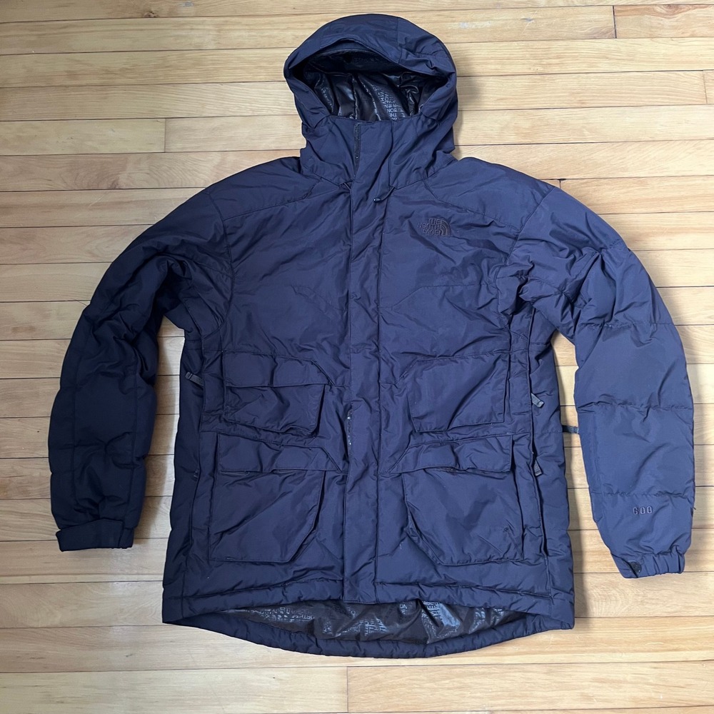 The North Face 600 Fill Down Parka Jacket Mens Large Dark Charcoal Puffer Hooded